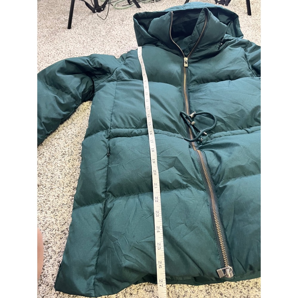 Garnet Hill Womens Small Teal Green Down Puffer Jacket Hooded Recycled Parka - Picture 9 of 12